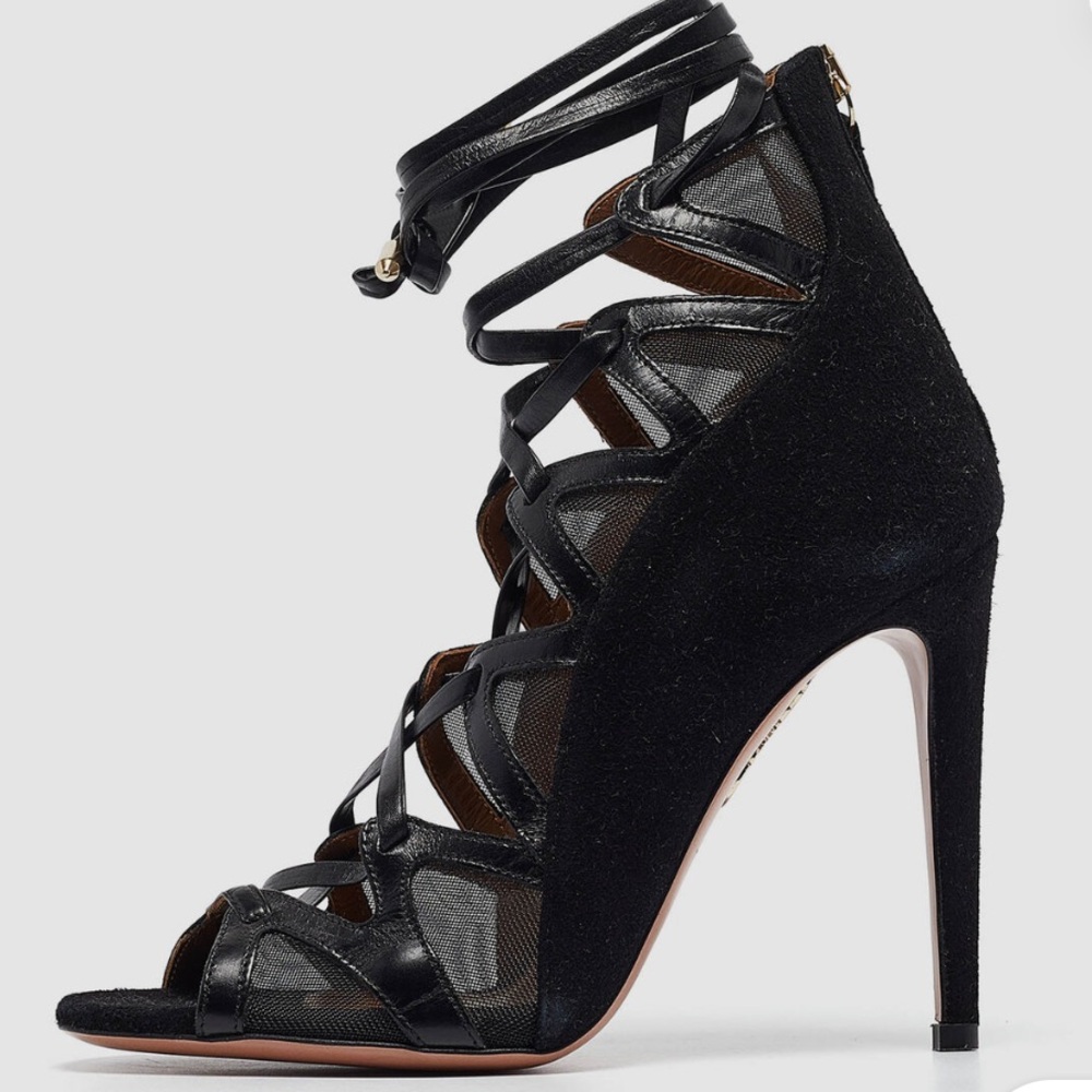 Aquazzura French Lover 105 Black Suede Heels
